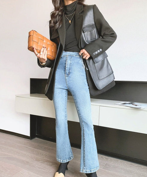 Faux Leather Panel Tailored Jacket